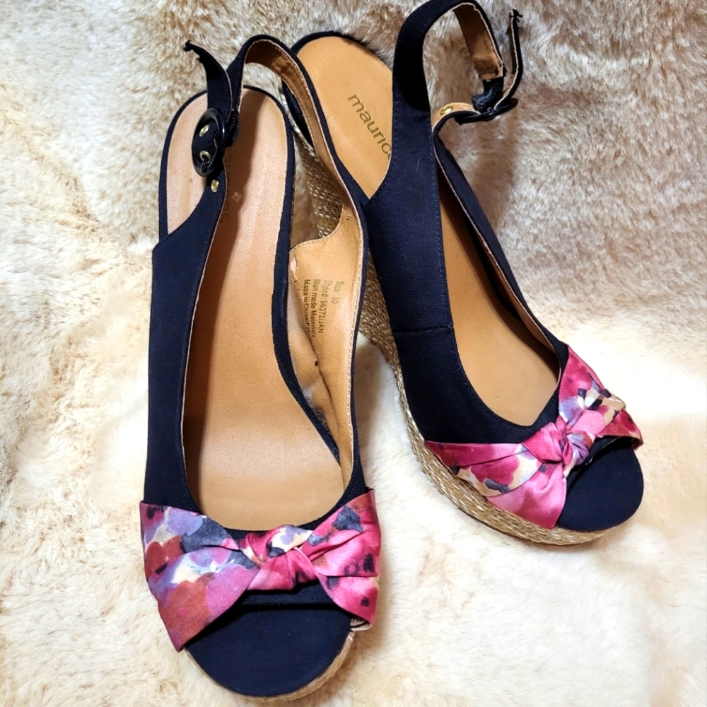 Maurices Peep Toe Floral Wedges